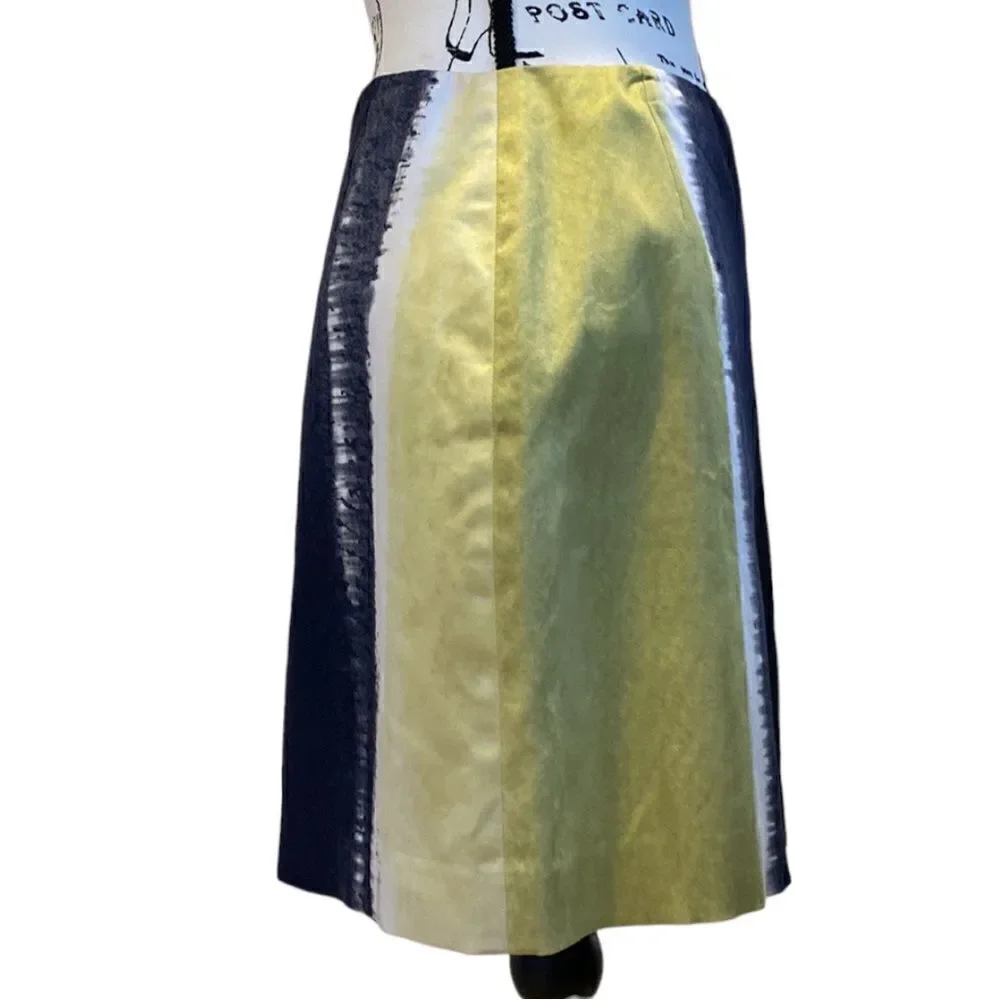 Tahari Mini Skirt Green White Black Color Block Skirt Size 6